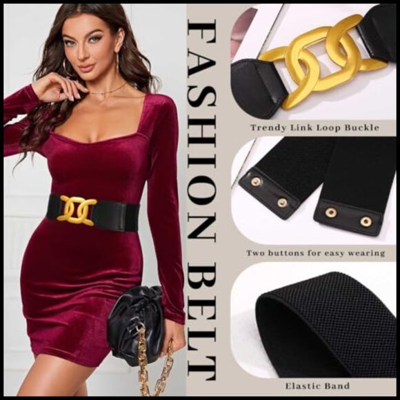 Thick Stretchy Wide Waist Belt Elastic Fashion Elegant Y2K Retro Chic